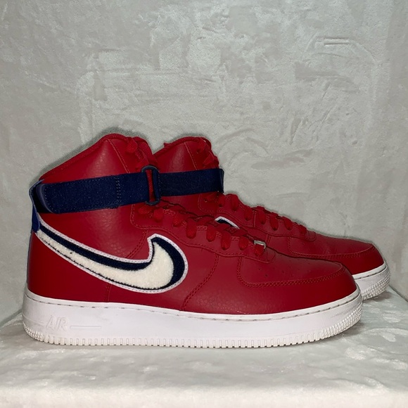 Nike Other - Nike Air Force 1 High 3D Chenille Swoosh Red White Blue men’s size 11 *RARE*